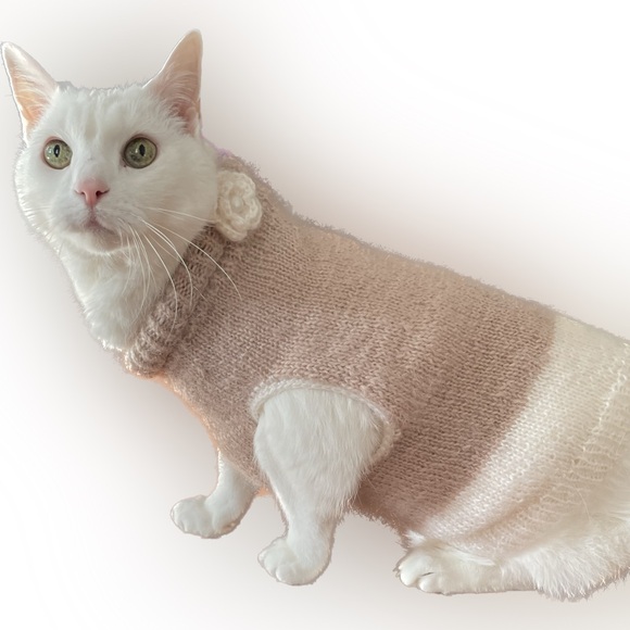 Cat sweater cream and white - Picture 1 of 5